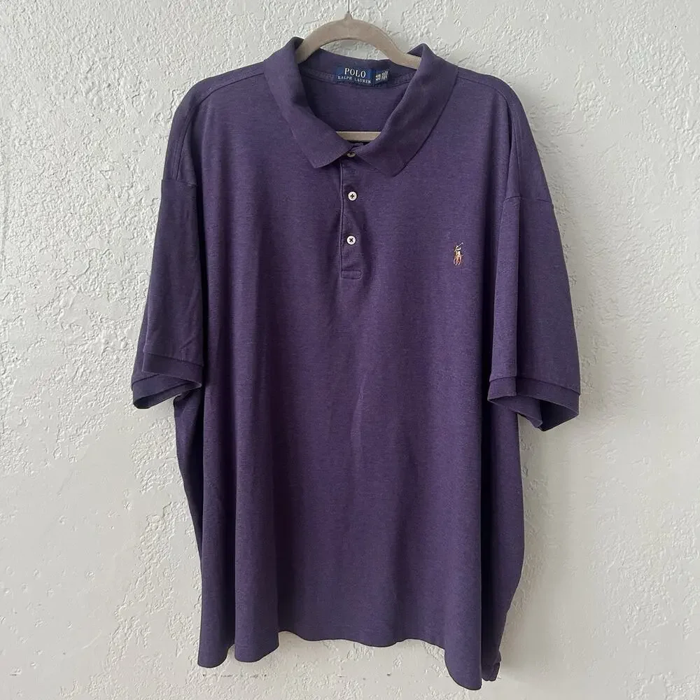 Polo Ralph Lauren Flesh Polo Shirt Men 4XB Big Tall Purple Cotton Classic Solid